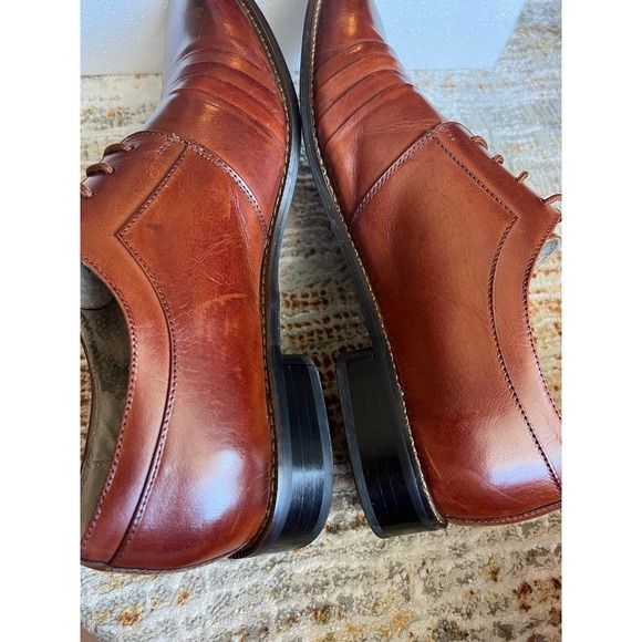 Stacy Adams Raynor Oxfords Lace Up Plain Toe Shoes Cognac 12 - Picture 2 of 9